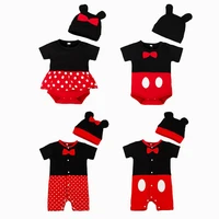 newborn unisex baby clothes red dot body suits festival jumpsuit set 2 pcs cosplay outfits one piece with ear hat romper onesie