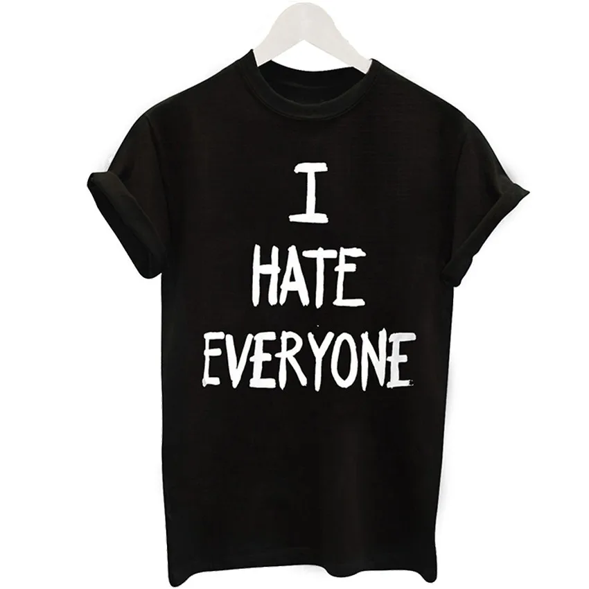 Новая летняя футболка с надписью I Hate Everyone Женская Повседневная из 100% хлопка