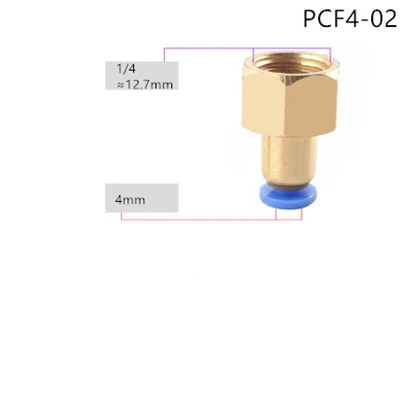 PCF4-02 PCF воздушный фитинг 4 6 8 10 12 мм шланговая трубка 1/" 3/8" 1/" BSP 1/4" Женский латунный пневматический, с резьбой соединитель Быстрый Соединительный фитинг - Цвет: PCF4-02