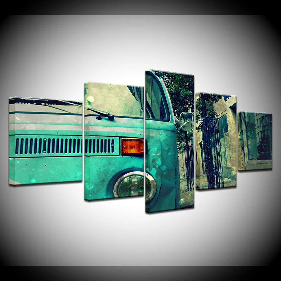 

Modular frame Modern Home Wall Art Decor Pictures HD Prints 5 Pieces Vintage Bus Car Painting On Canvas Retro Poster Artwork
