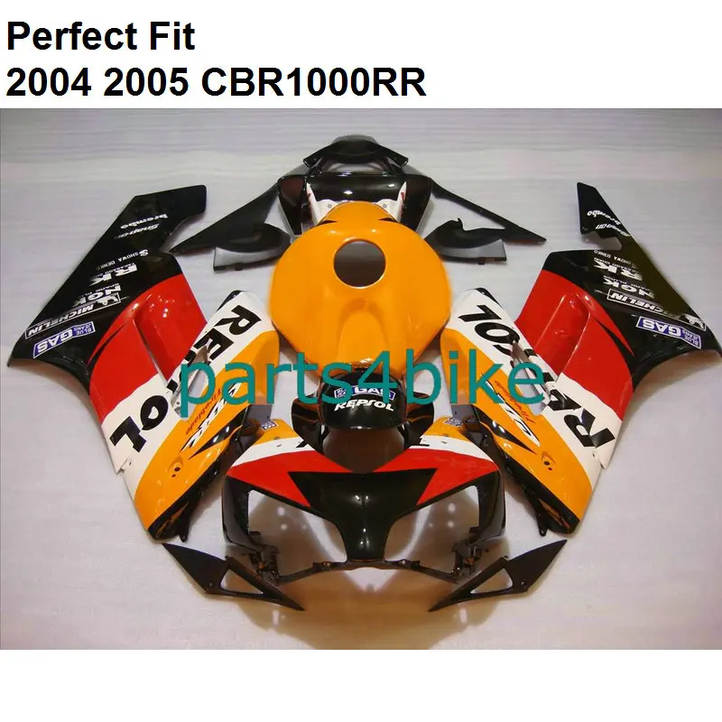 Высокое качество ABS обтекатель для CBR 1000RR 2004 2005 оранжевые черные обтекатели
