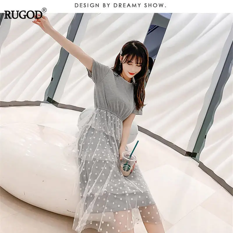 Женское платье с круглым вырезом RUGOD сказочное французское короткими рукавами и