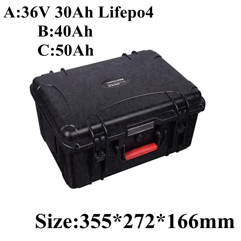 

100% LiFePO4 36V 30Ah 40Ah 50AH Lifepo4 battery battery 12S 50A BMS power 2000w for RV EV scooter solar energy + 10A charger