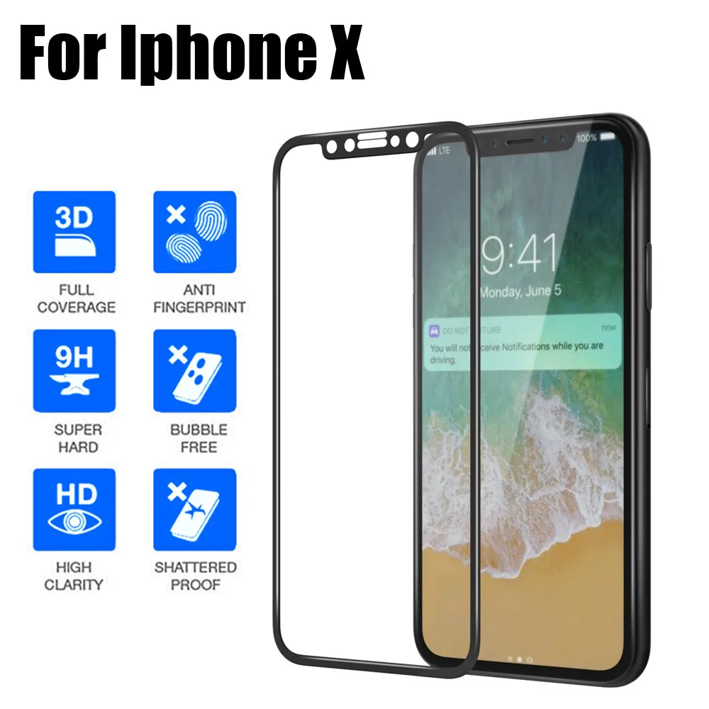 Защитное стекло на закаленное iPhoneX для iPhone X 10 aphone xphone xphonex Защитная пленка экрана