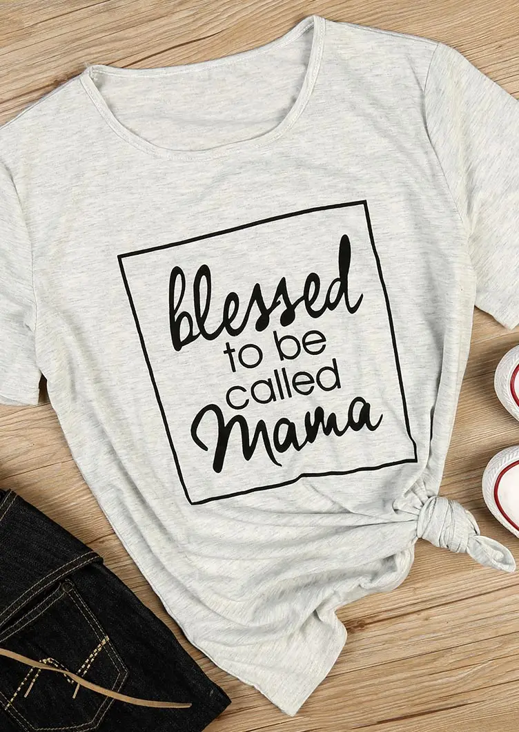 С принтом Blessed To Be под названием I Love Mama майка дни матери подарок Женская мода