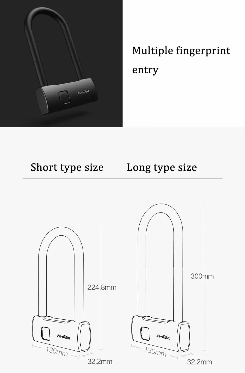 XIAOMI Mijia AreoX Интеллектуальный отпечаток пальца U замок U8 шкафчик раздвижная дверь Автомобиль Мотоцикл велосипед замок окно пароль водонепроницаемый
