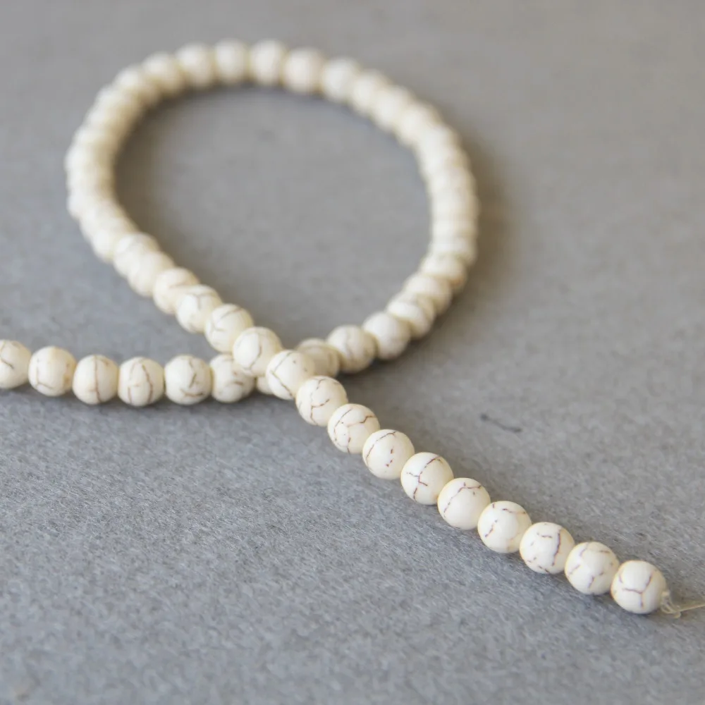 Новые аксессуары для рукоделия 6 мм белый индюк Howlite фотополосатый камень