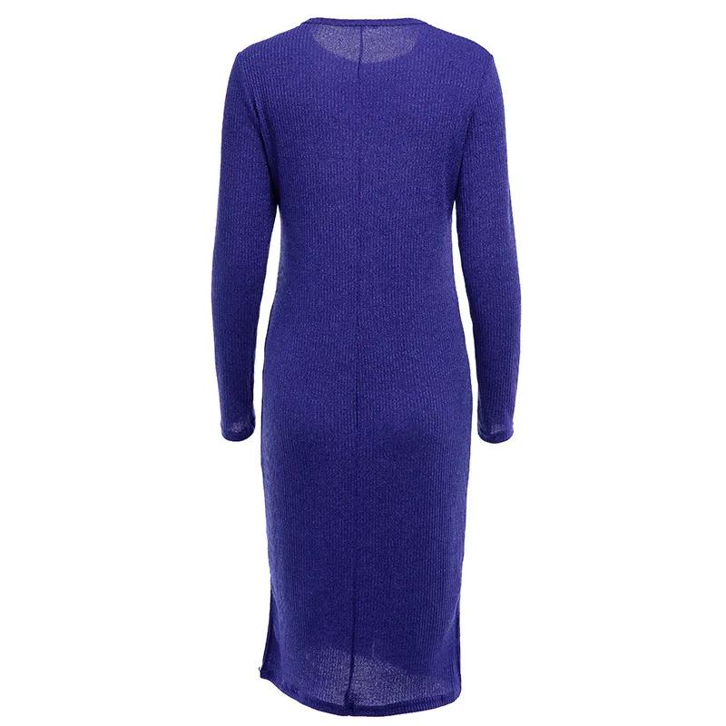 Женское трикотажное платье-свитер элегантное облегающее с длинным рукавом