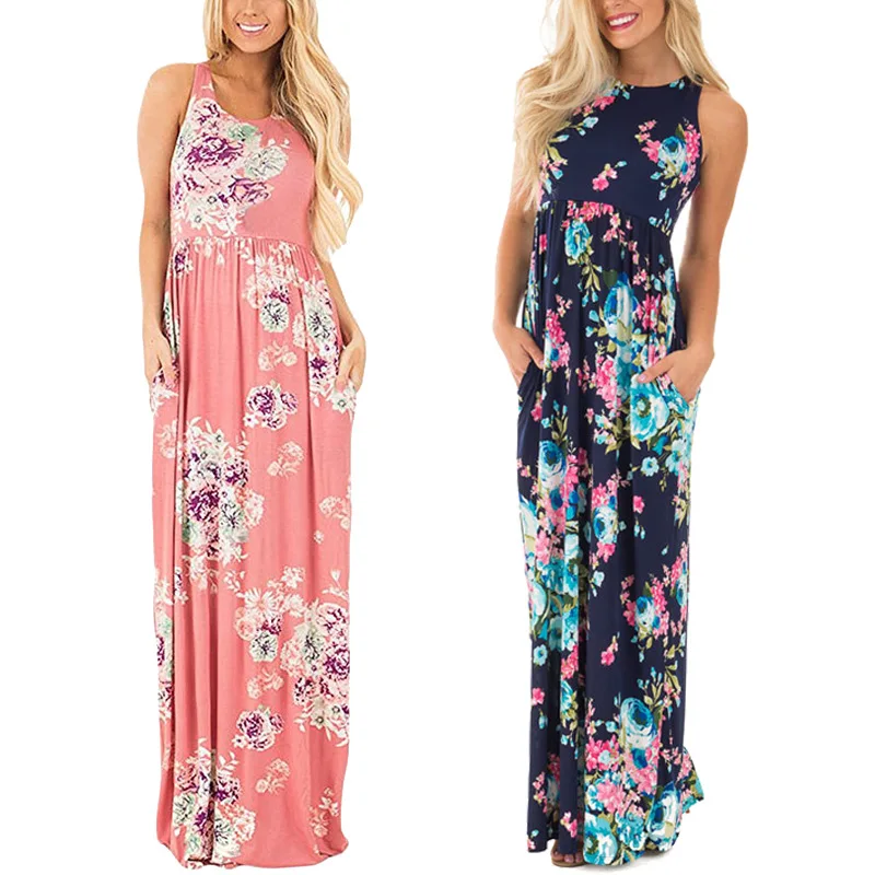 YYFS Boho с цветочным принтом Сарафан круглым вырезом летние пикантные