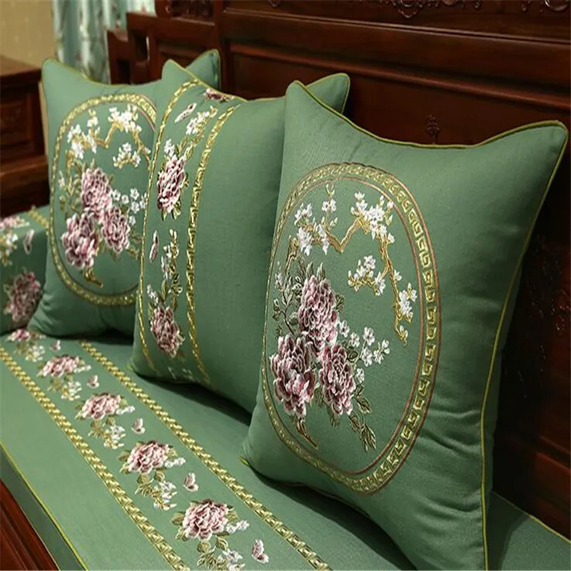 Free Shipping Cotton Linen Peony Throw Pillow Inner 50x50cm New Gift Embroidery Cushion Chair Sofa Car Mat Decora Waist Bloster | Дом и сад