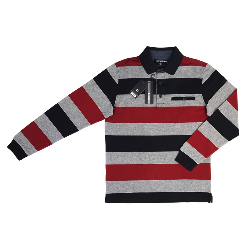 REACH Spring Cotton Mens Polo Shirt Brand 2018 New Arrival Male Long Sleeve Fashion Casual Slim Solid Deer Embroidery Polos Men | Мужская