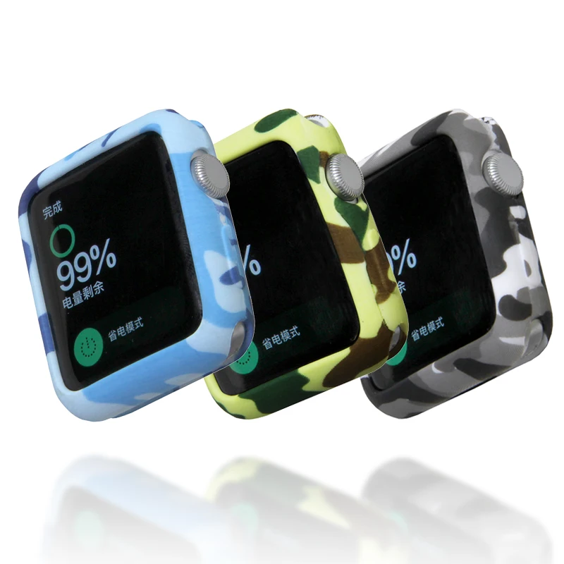 Камуфляжные часы Чехол для apple watch 3 2 1 чехол из мягкого ТПУ для наручных часов iwatch, 38, 42 мм, версия Бампер Защитный чехол рамка аксессуары для часов