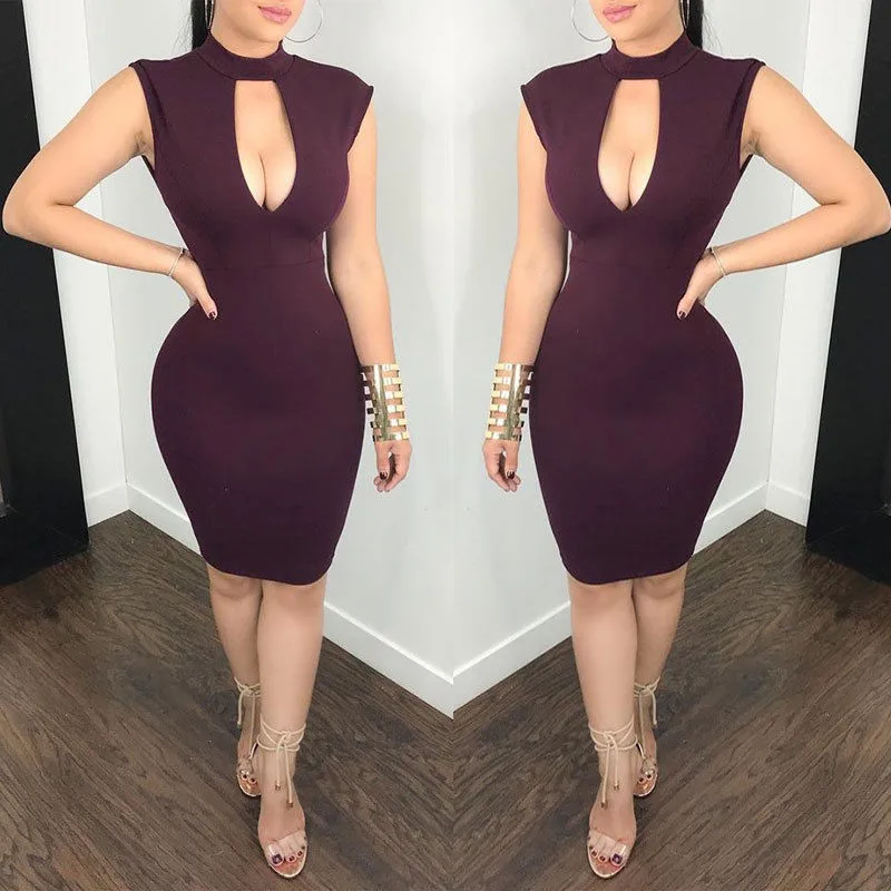 Новый 2018 женское платье без рукавов тонкая водолазка хип сексуальное Bodycon Платья