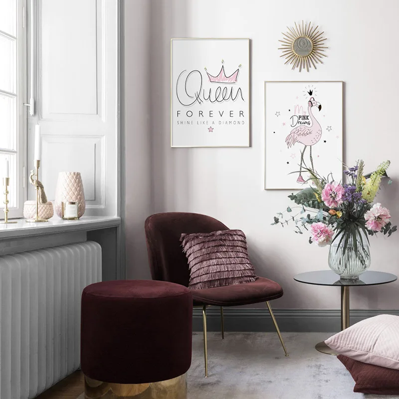 Декор для детской комнаты плакат и принты королева корона фламинго детская