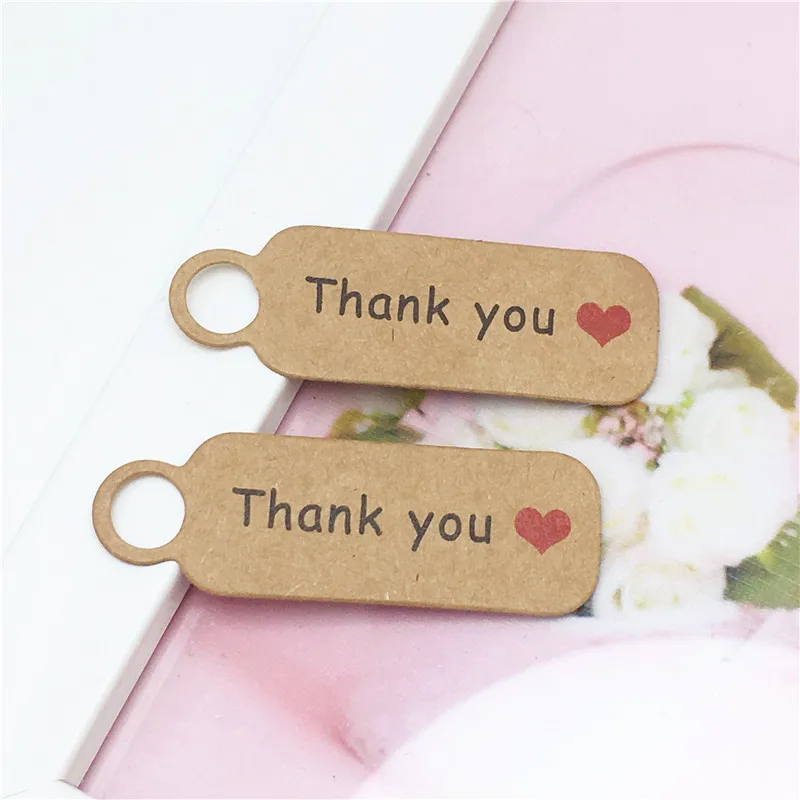 100 шт крафт бумаги ценник карты Прекрасный спасибо и ручной работы с Love Gift Lables