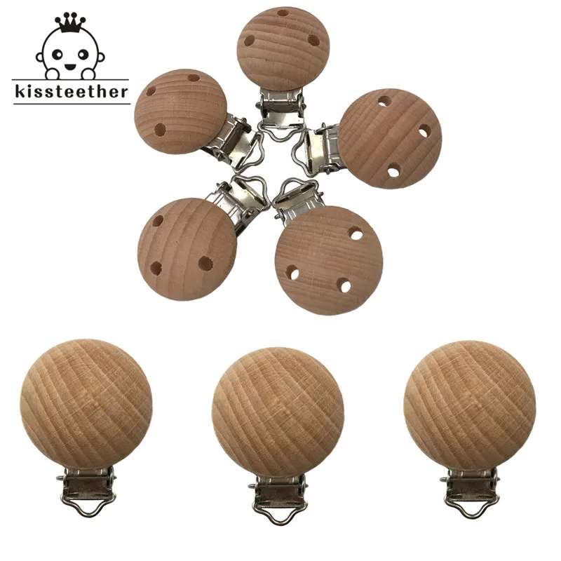 

Wooden Soother Clip Nursing Accessories 3.0cm(1.18in) Beech Pacifier Clips Chewable Teething Diy Dummy Clip Chains Baby Teether