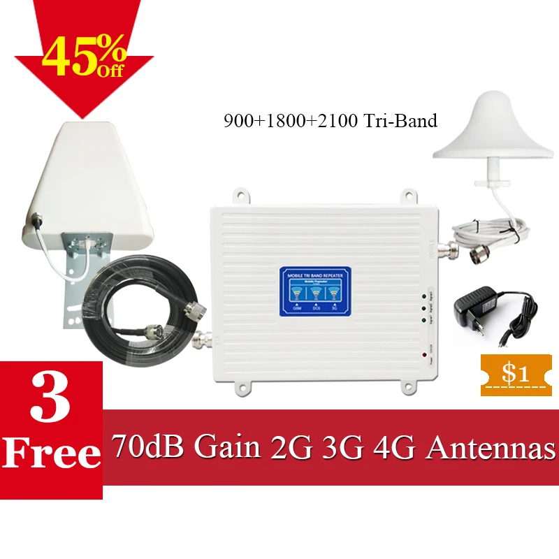 70dB GSM 4G Мобильный усилитель сети 900/1800/2100 мобильный сотовый ретранслятор 2G 3g