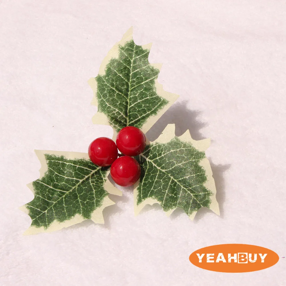 1 2 см рождественские ягоды с листьями Рождественская елка украшения