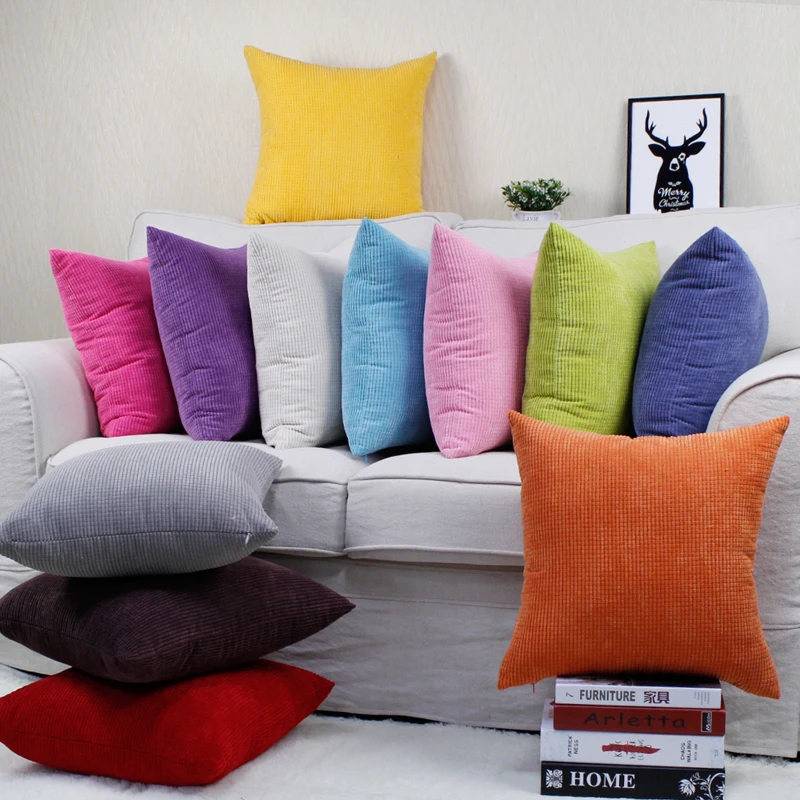 Free Shipping 40/45/50/60/65/70cm Corduroy Little Corn Kernels Cushion Covers Solid Color Pillow Case Sofa Chair Car HT-NPCJC-B