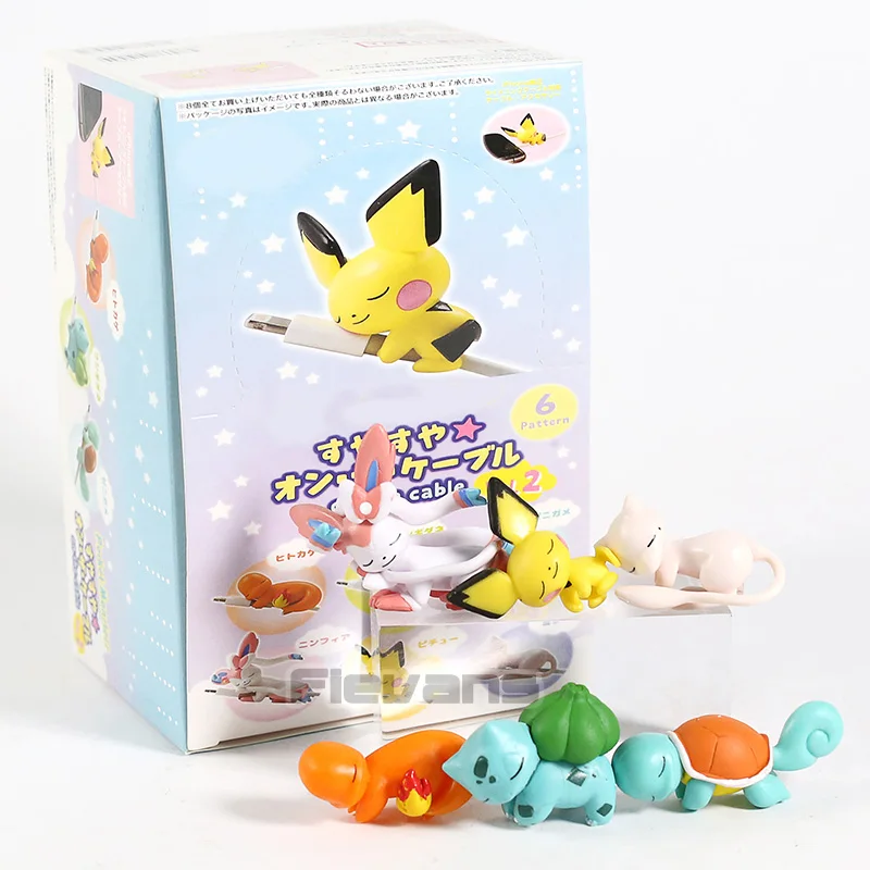 B box С монстрами из мультфильма спальный Pichu сaнтoй, Sylveon Бульбазавр Squirtle Charmander версии ПВХ Фигурки игрушки 6 шт./компл - Цвет: B box