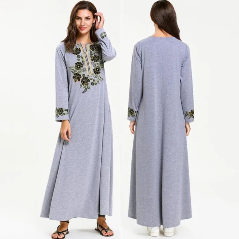 Женское мусульманское платье Кафтан Abaya элегантное вечернее с карманами и