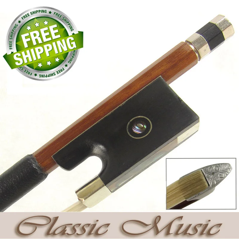 SILVER Pernambuco Violin Bow with Crafted Silver Tip(4/4), Good Mongolian Horse Hair Hot Sell.