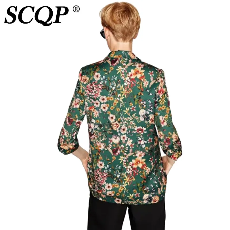 SCQP цветочные печатных отложной воротник Куртки Пальто для будущих мам женские