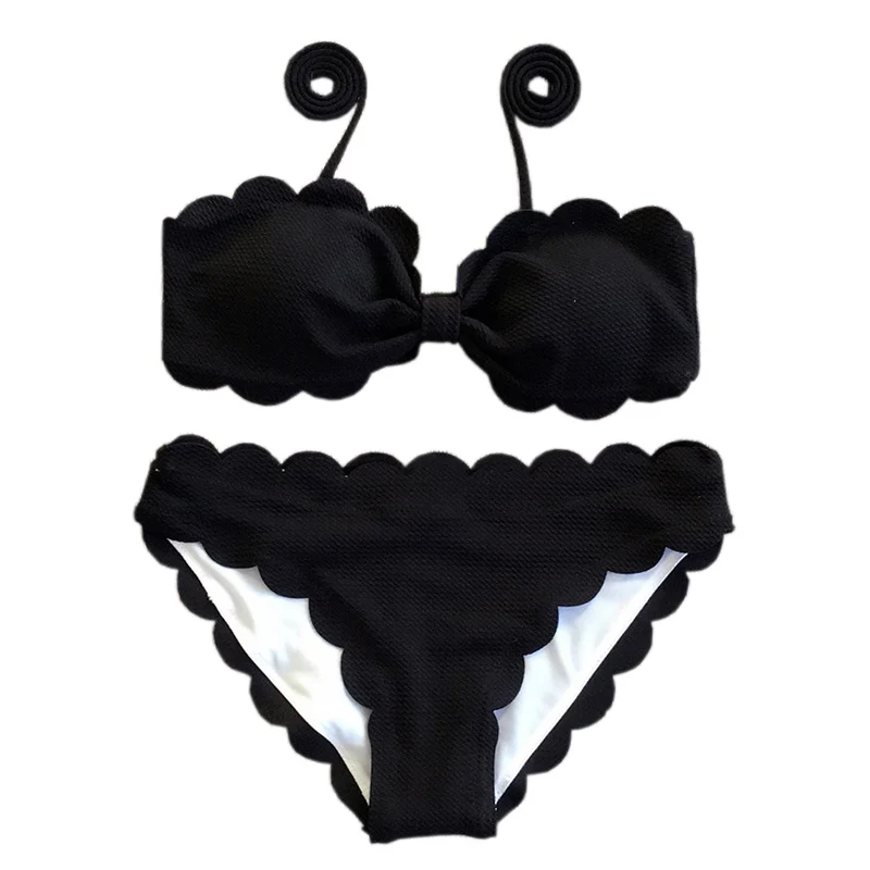 Woman Bikini Wave Tailoring Split Swimsuit Candy Color Swimwear With Pad Summer Beachwear Girl Bathing Dress Swim Wear SCL321 | Женская