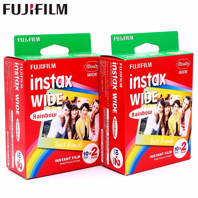 Подлинная 40 листов Fujifilm Instax Wide цвета радуги пленка для Fuji Instant фотобумага Камера 300/200/210/100/500AF