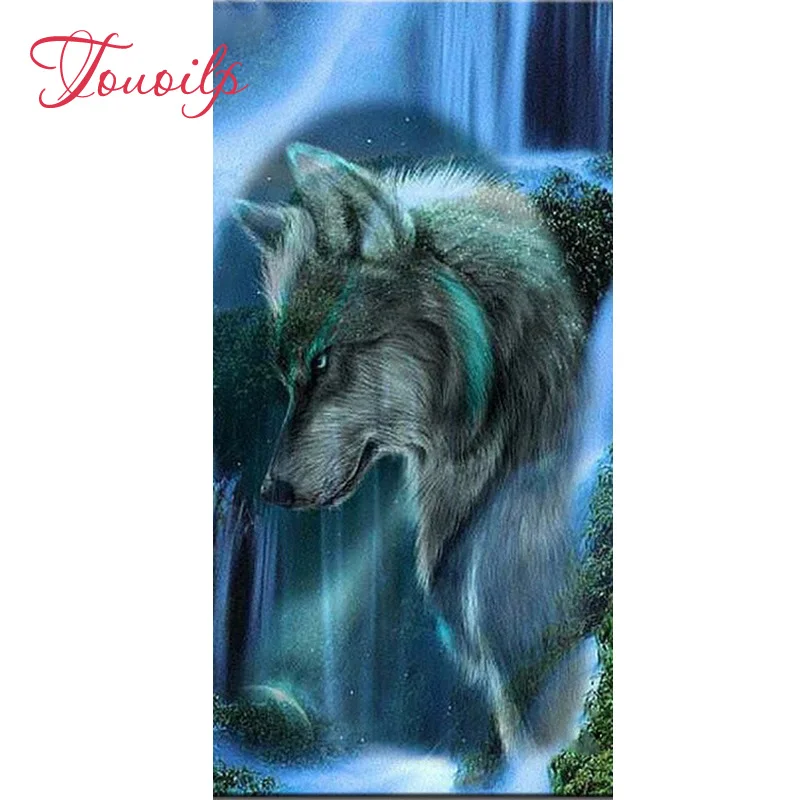 

Алмазная 5d-картина TOUOILP «сделай сам», полноразмерная/круглая вышивка «животное, водопад, волк», мозаика для вышивки крестиком, домашний деко...