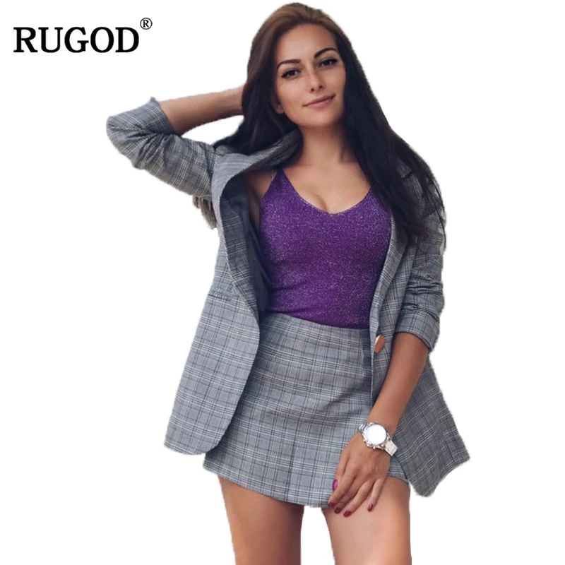 Женский офисный костюм RUGOD элегантный длинный пиджак на одной пуговице и