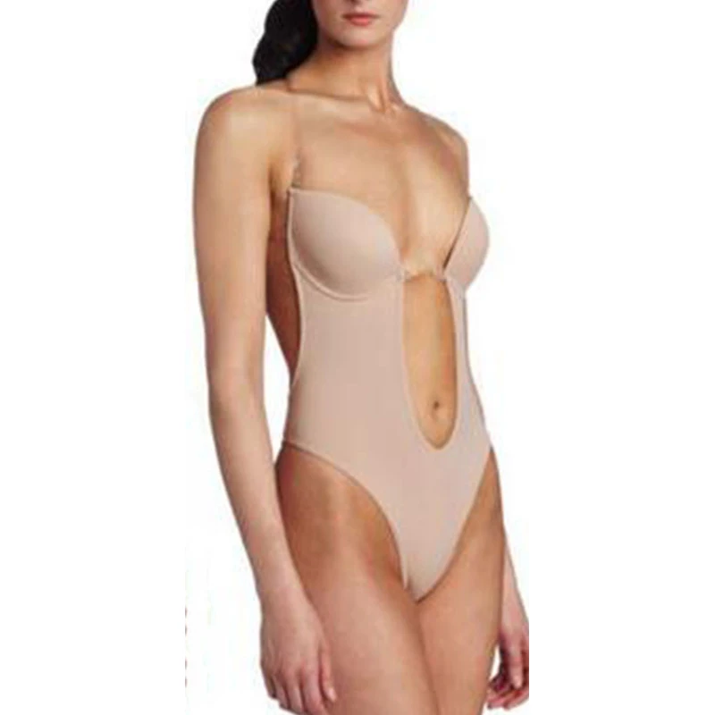 skin AONVE боди Vestido с открытой спиной, Корректирующее белье с глубоким вырезом, стринги, Корректирующее белье, невидимый бюстгальтер под платье, сексуальное Корректирующее белье на бретельках - Цвет: skin