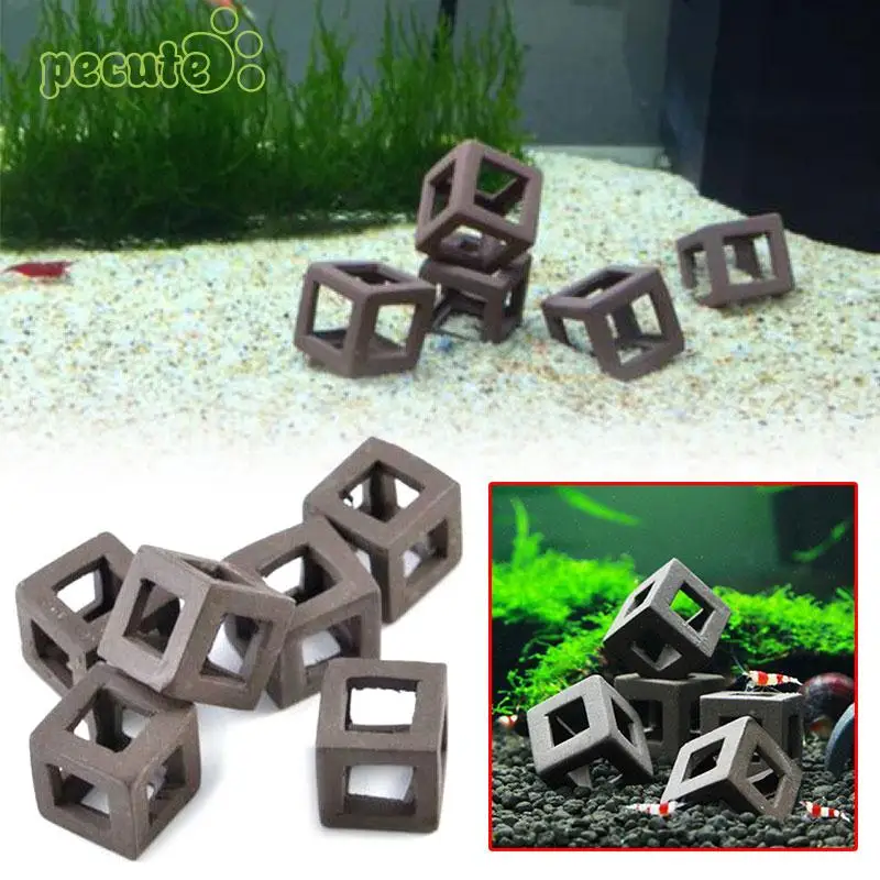 

5Pcs Hiding Cave Shrimp Cichlid Ceramic Stone Aquarium Ornament Fish Cube Frame Breeding Hiding Cave Shelter For Fish Incubator