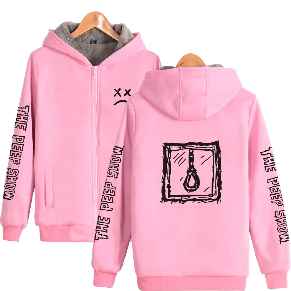 Lil Открытый толстовки на молнии удобные Homme Печать Мода свободный свитер с