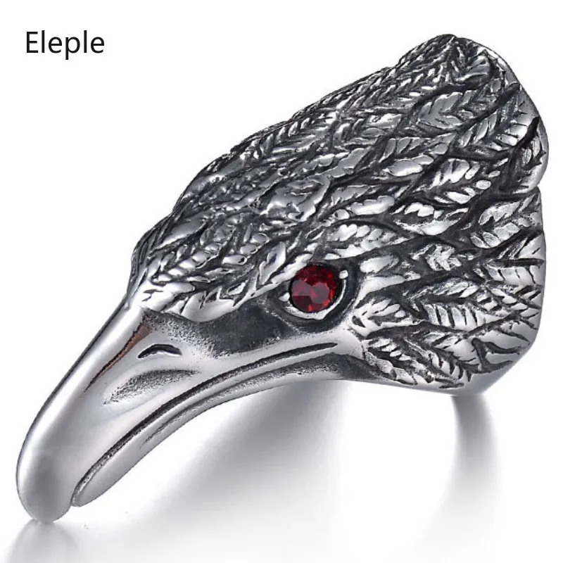 Мужские кольца из нержавеющей стали Eleple Hawk в стиле панк с красным цирконием