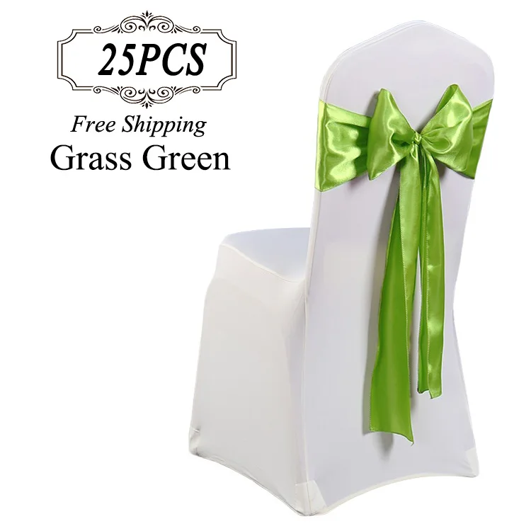 Бесплатная доставка 25 шт. необычные красивые атласные стулья с поясом для свадеб