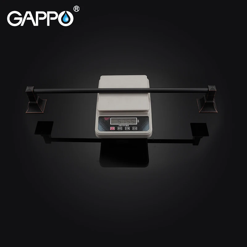 

GAPPO Towel Bars black brass bathroom Towel bar holder Single Towel rack Toilet Shelves Wall-mounted bath Hardware Sets