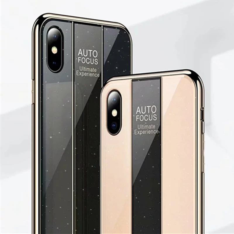 Модный чехол из закаленного стекла для Apple iPhone, чехол для 6, 6S Plus, 7, 8 Plus, бампер с покрытием+ чехол с логотипом для iPhone X, XR, XS, MAX