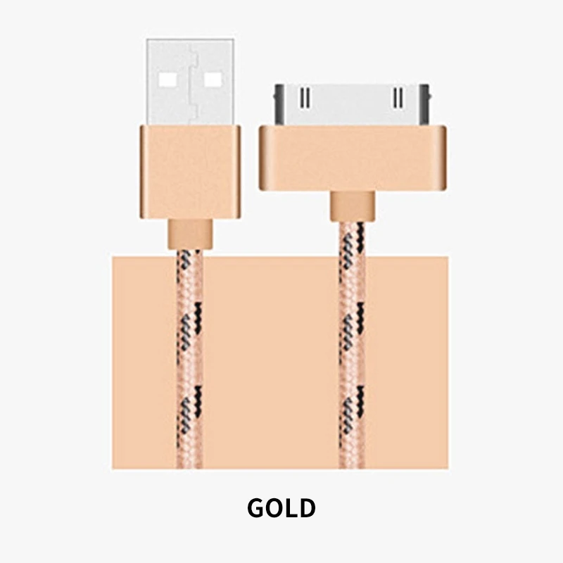 Gold 30 Pin USB кабель 2.4A Быстрая зарядка зарядное устройство адаптер синхронизации данных код для iPhone 4 4S 3g S 3g iPad 1 2 3 iPod Nano itouch - Цвет: Gold
