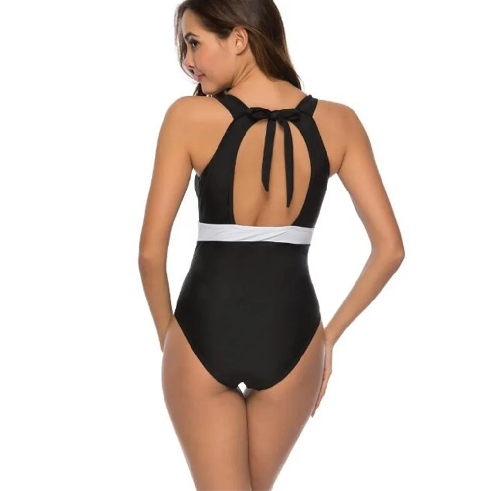 Sexy Mesh Splicing One Piece Bikini Solid Swimwear Bodysuit Women Open Back Slim Swimsuit Beachwear For Swimming | Спорт и