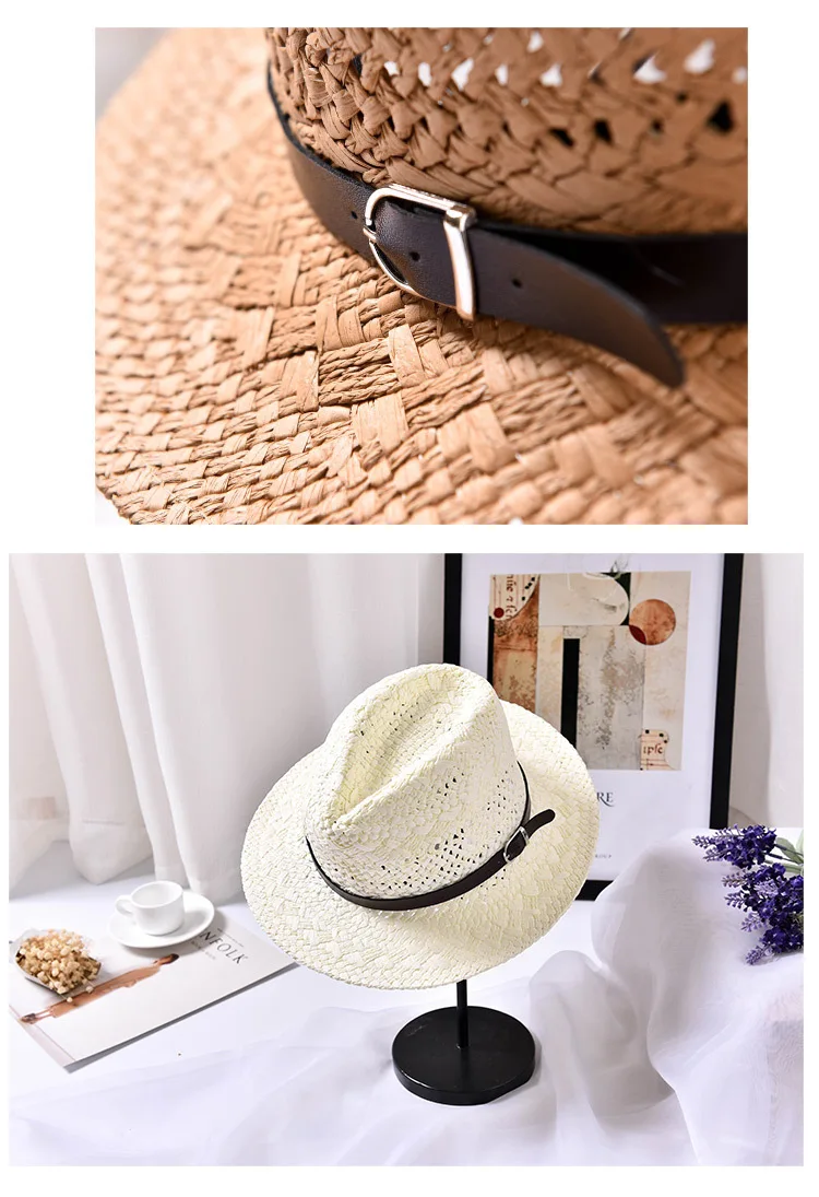 Ручная работа, женская летняя соломенная шляпа от солнца, модная, женская, бохо, Пляжная, фетровая шляпа, шляпа от солнца, Трилби, Мужская Панама, шляпа