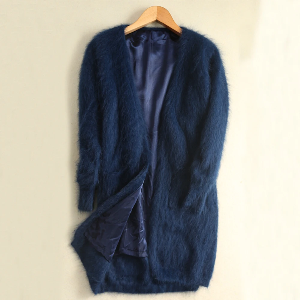 Cardigan Women 2021 Real Mink Cashmere Sweater Warm Lining Autumn Winter Coat Loose Oversized Oversize Tops tbsr639 |