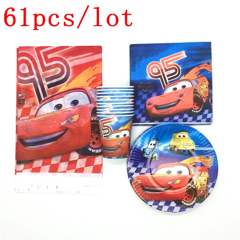 

Pop Disney Lightning McQueen Theme Design 61Pcs/Lot Girl Birthday Party Decoration Napkins For Family Party Baby Shower Supplies