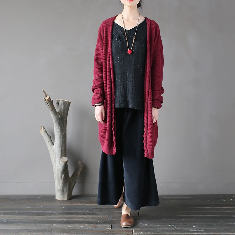 Johnature Autumn Women Casual Cardigan Sweater Coat 2019 New Long Sleeve Knitted Cotton Pockets Loose Quality |