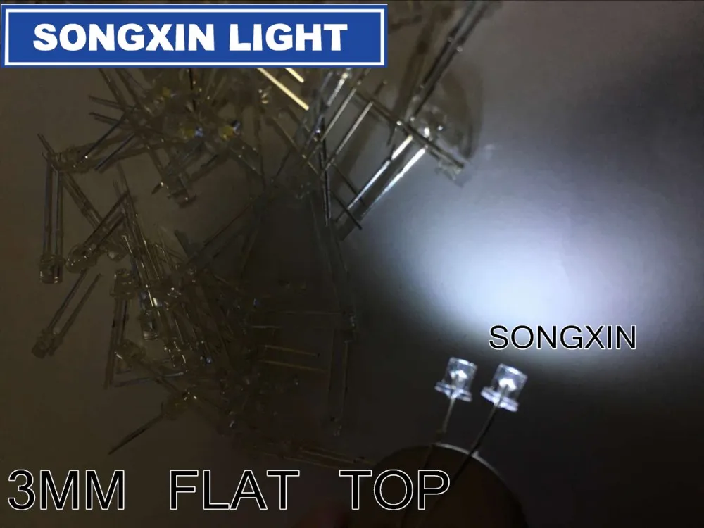 1000 шт. LED F3 3 мм ультраяркая Плоская верхняя головка белая красная синяя оранжевая