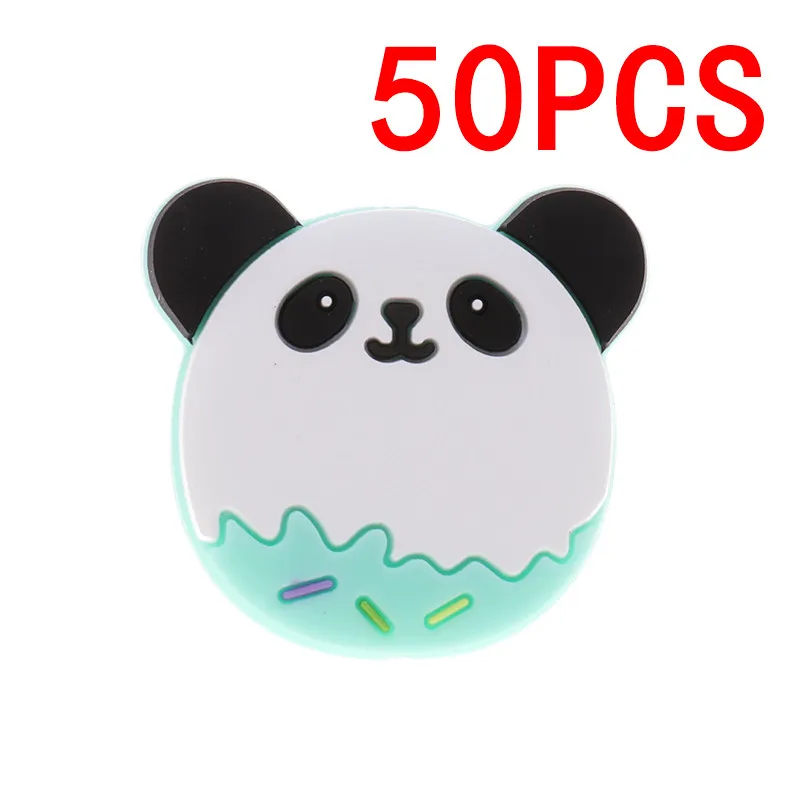 panda blue 50 шт Единорог жемчужные бусы силиконовые бусины-прорезыватели игрушки ребенок Diy животного грызунов комплект Еда Класс силиконовый Прорезыватель для зубов шарик-грызунок силиконовые бусины - Цвет: panda blue