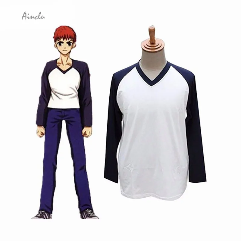 Ainclu Free Shipping New Fate Stay Night Emiya Shirou shirt and Jacket Cosplay Suit Costumes
