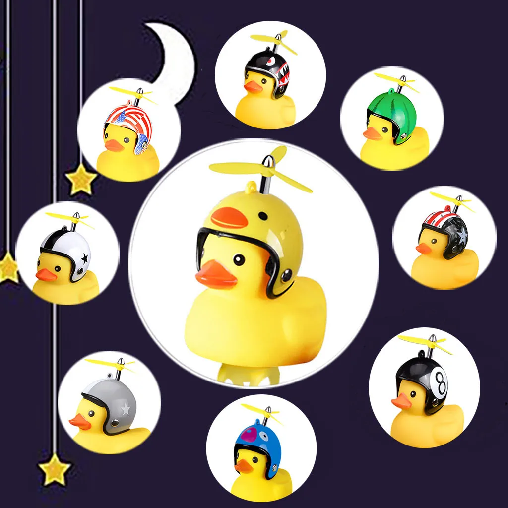 1pc Cartoon Yellow Silica Little Duck Helmet Head Bicycle Light Shining Mountain Bike Handlebar Bell Accessories | Спорт и