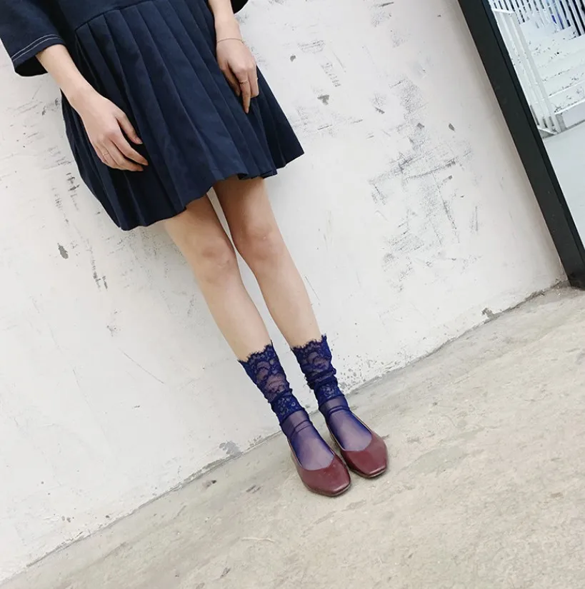 Женские сетчатые носки Harajuku дышащие прозрачные с галстуком бабочкой ажурные