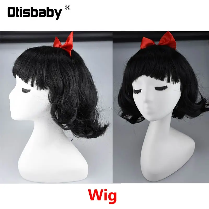 Wig Зимний костюм Белоснежки из 3 предметов для девочек детская одежда из хлопка Рождественский костюм Снежной Королевы для дня рождения - Цвет: Wig